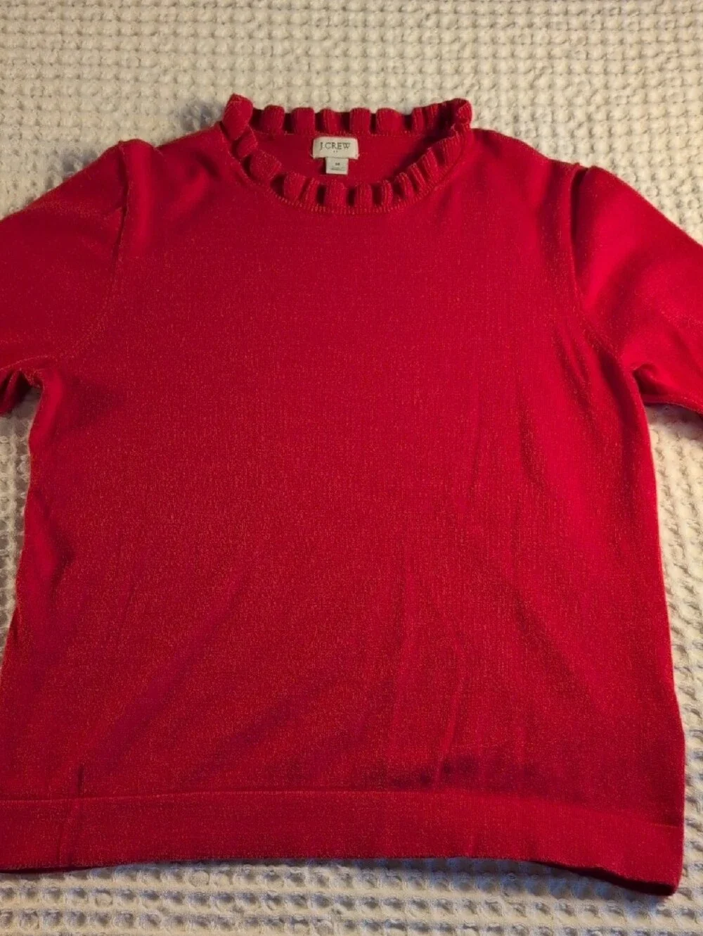 J. Crew 100% Cotton Bright Red Knit Sweater Size M